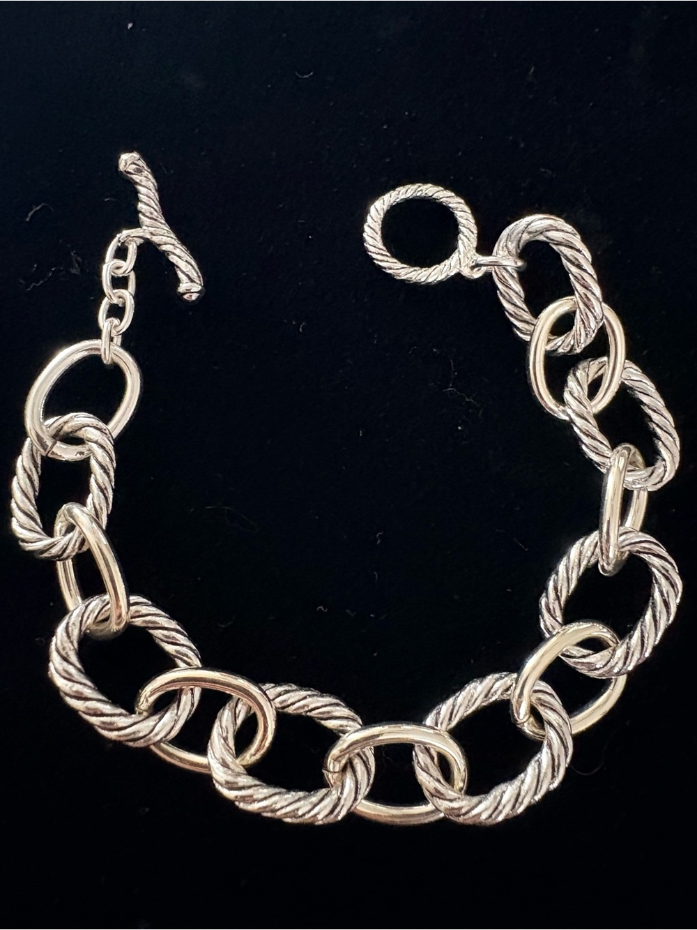 Sterling-Tone Twisted Link Bracelet in Silver